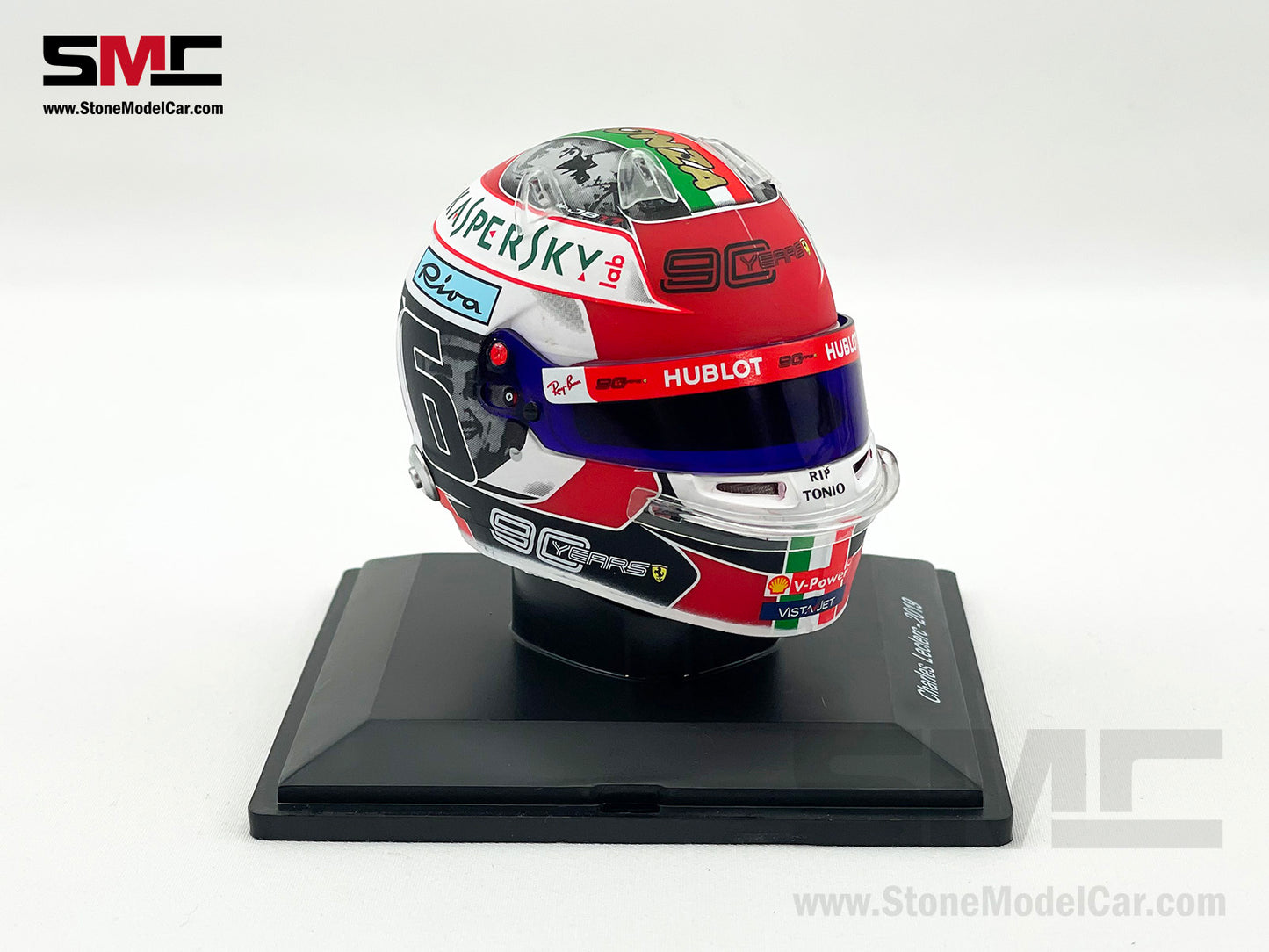 Ferrari F1 SF90 #16 Charles Leclerc Italy GP Monza Winner 2019 Spark 1:5 Miniature Helmet Model