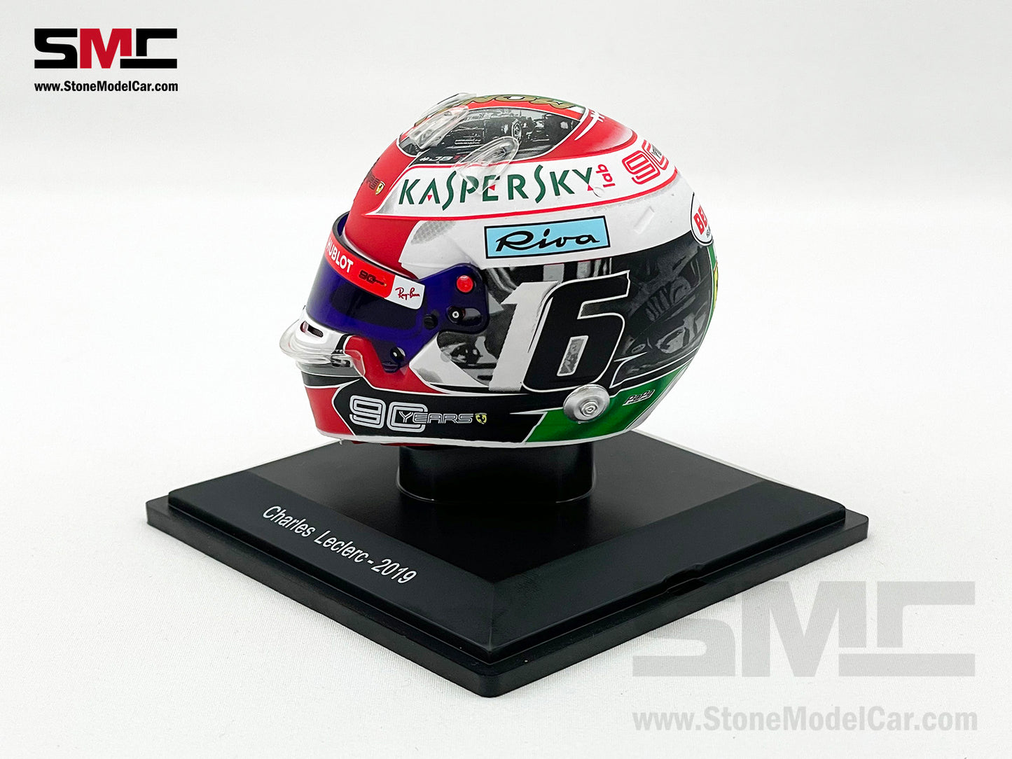 Ferrari F1 SF90 #16 Charles Leclerc Italy GP Monza Winner 2019 Spark 1:5 Miniature Helmet Model