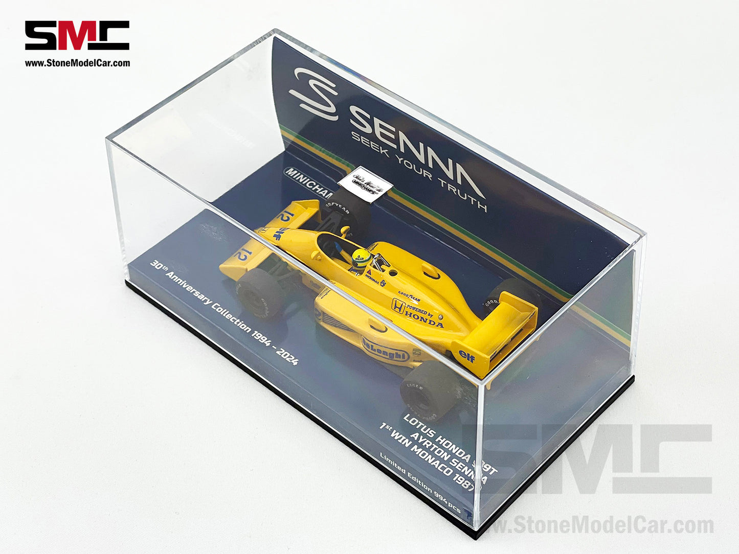 Lotus Honda F1 99T #12 Ayrton Senna Monaco GP Winner 1987 1:43 MINICHAMPS + Decal