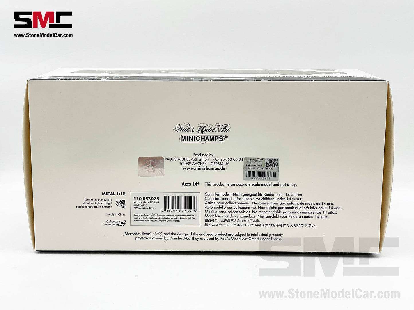 Mercedes Benz SLS AMG BLACK Series Alubeam Silver Full Open Diecast 1:18 Minichamps LE 300
