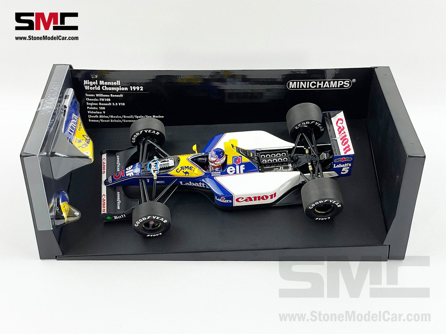 Williams F1 FW14B #5 Nigel Mansell 1992 World Champion 1:18 MINICHAMPS w CAMEL Decal