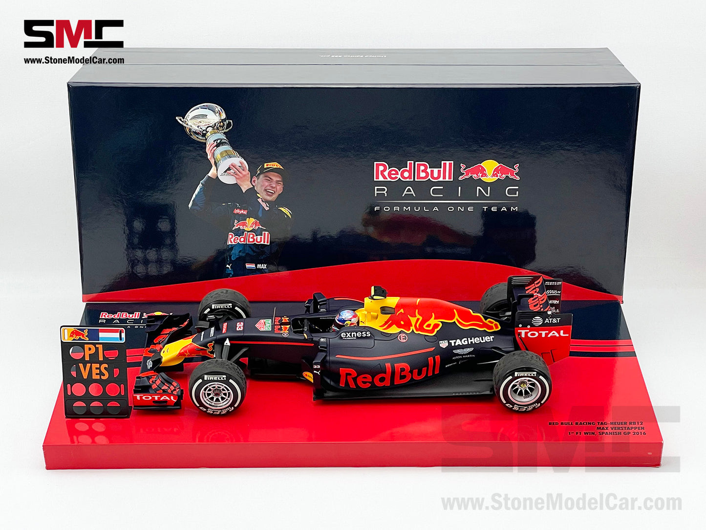 Red Bull F1 RB12 #33 Max Verstappen 1st Career Win Spanish GP 2016 1:18 MINICHAMPS Gift Box