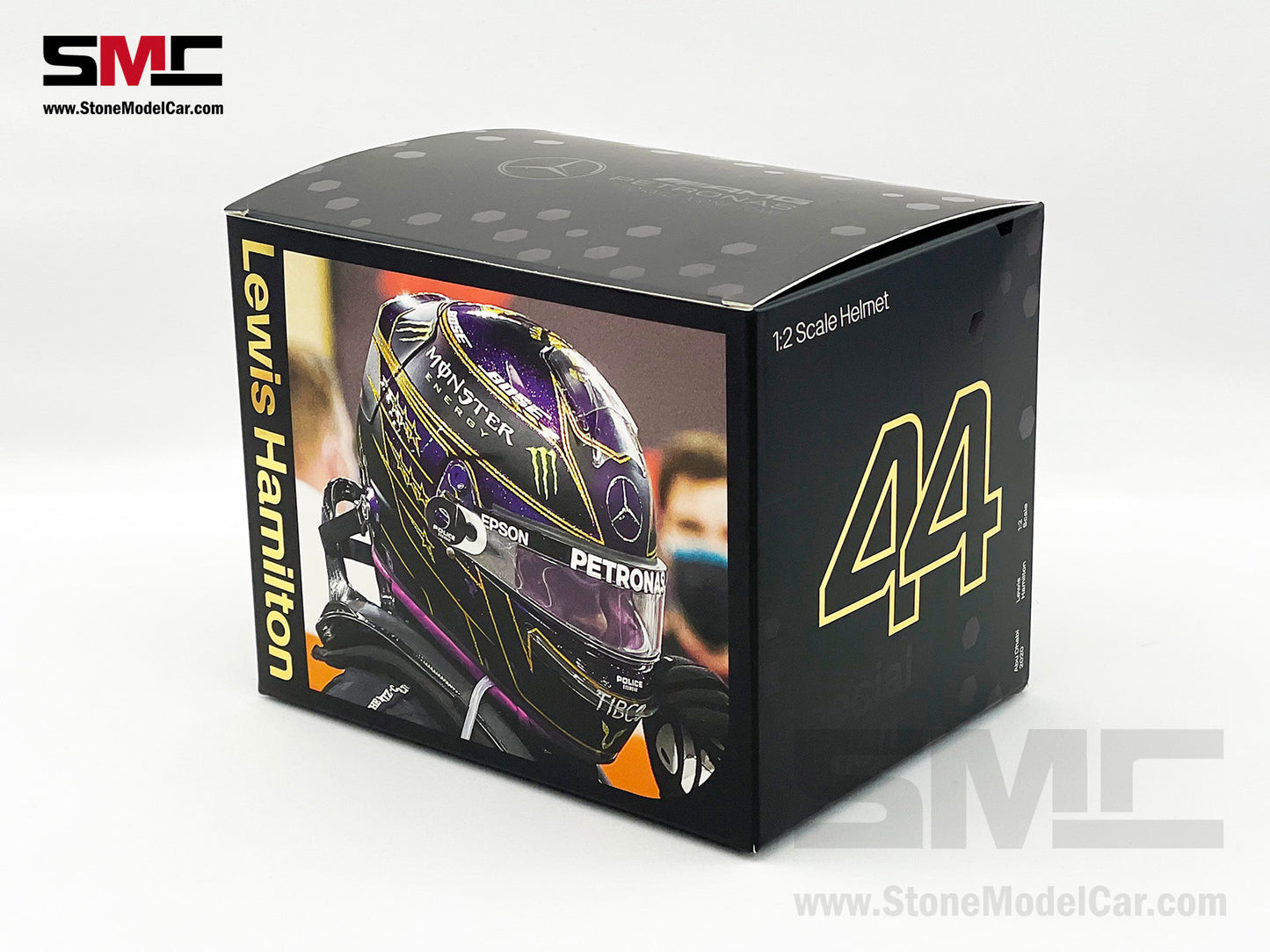 Mercedes F1 W11 #44 Lewis Hamilton Abu Dhabi GP 2020 7x Times World Champion BELL 1:2 Miniature Helmet