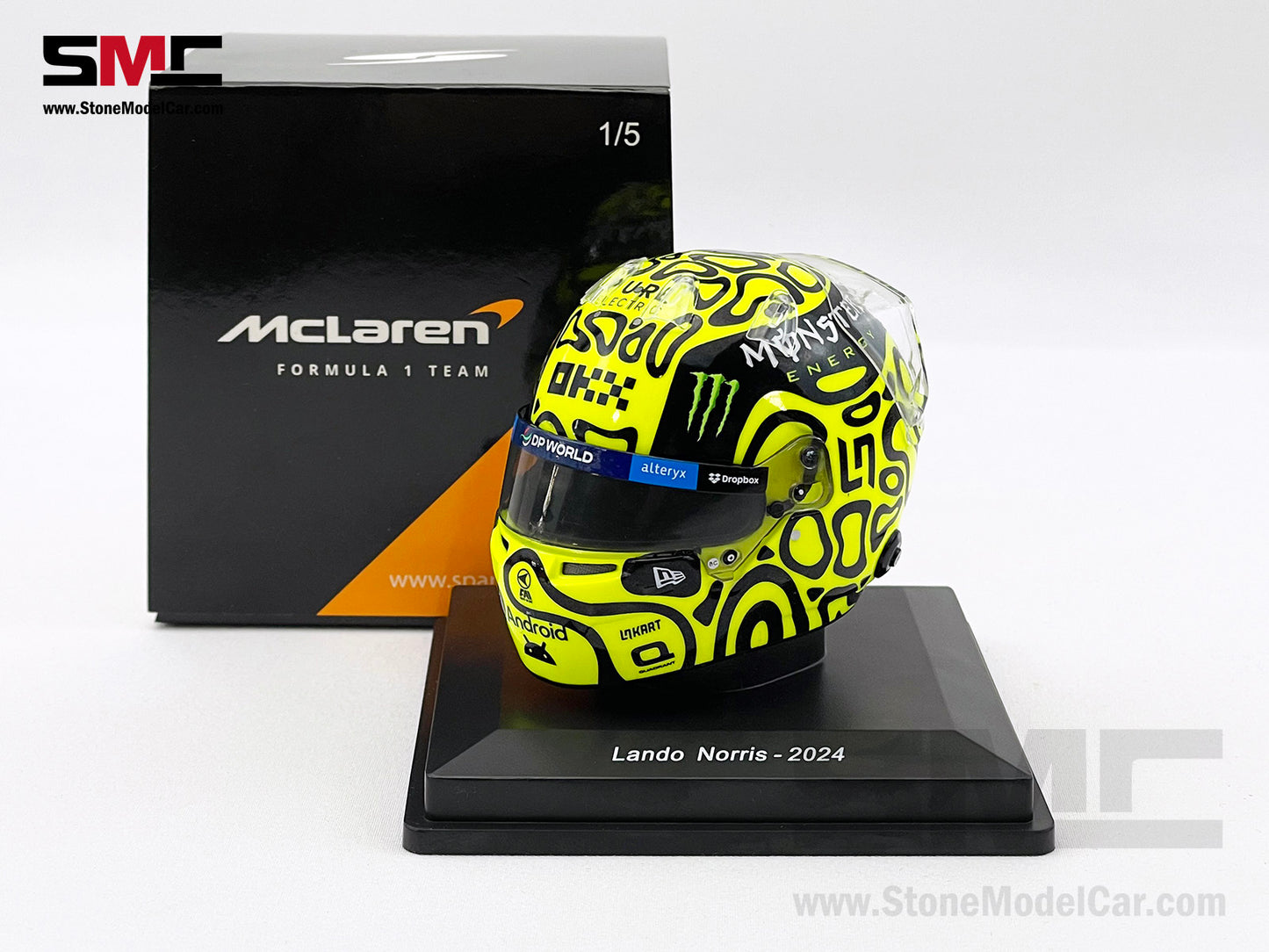 McLaren F1 MCL38 #4 Lando Norris Miami GP 2024 1st Career Win Spark 1:5 Miniature Helmet