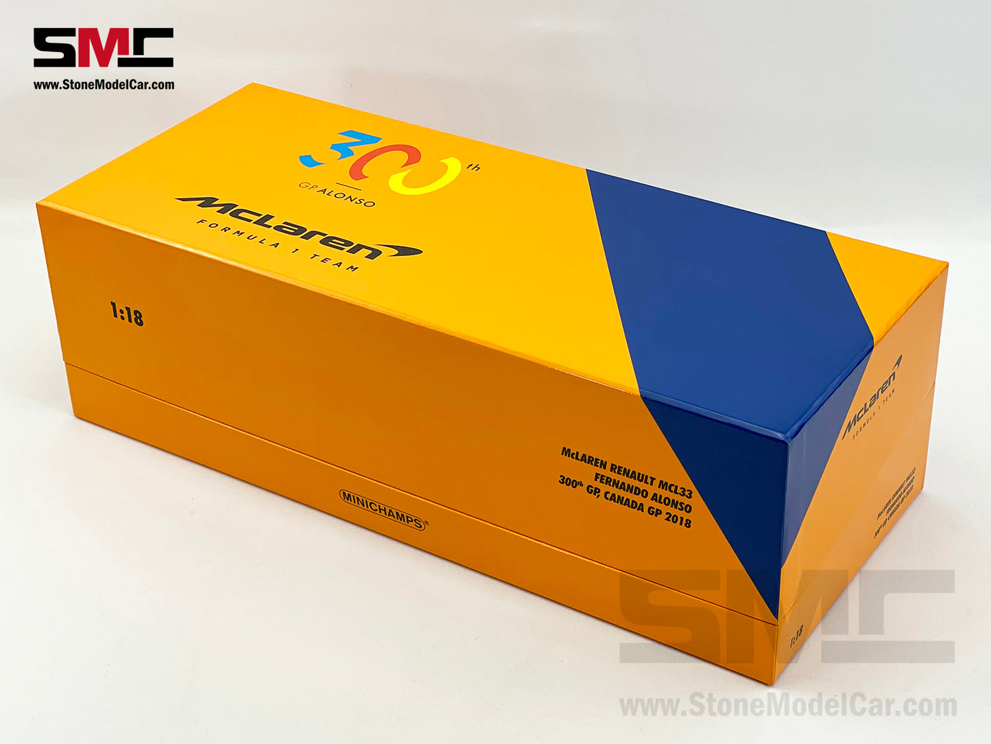 McLaren F1 MCL33 #14 Fernando Alonso Canada 2018 300th GP 1:18 MINICHAMPS Gift Box