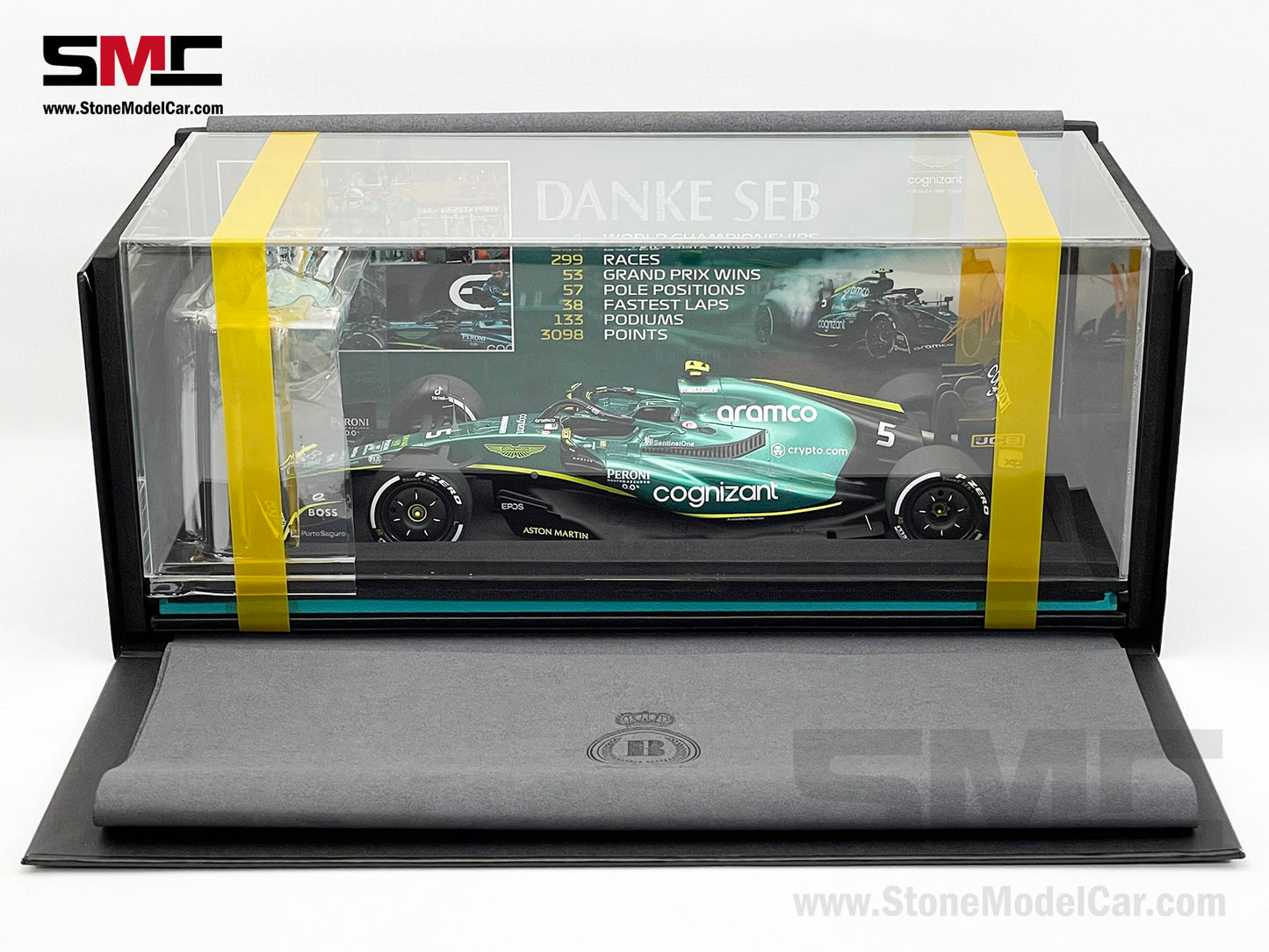 Aston Martin F1 AMR22 #5 Sebastian Vettel Abu Dhabi GP 2022 Last Race Spark 1:18 Special Figure Edition