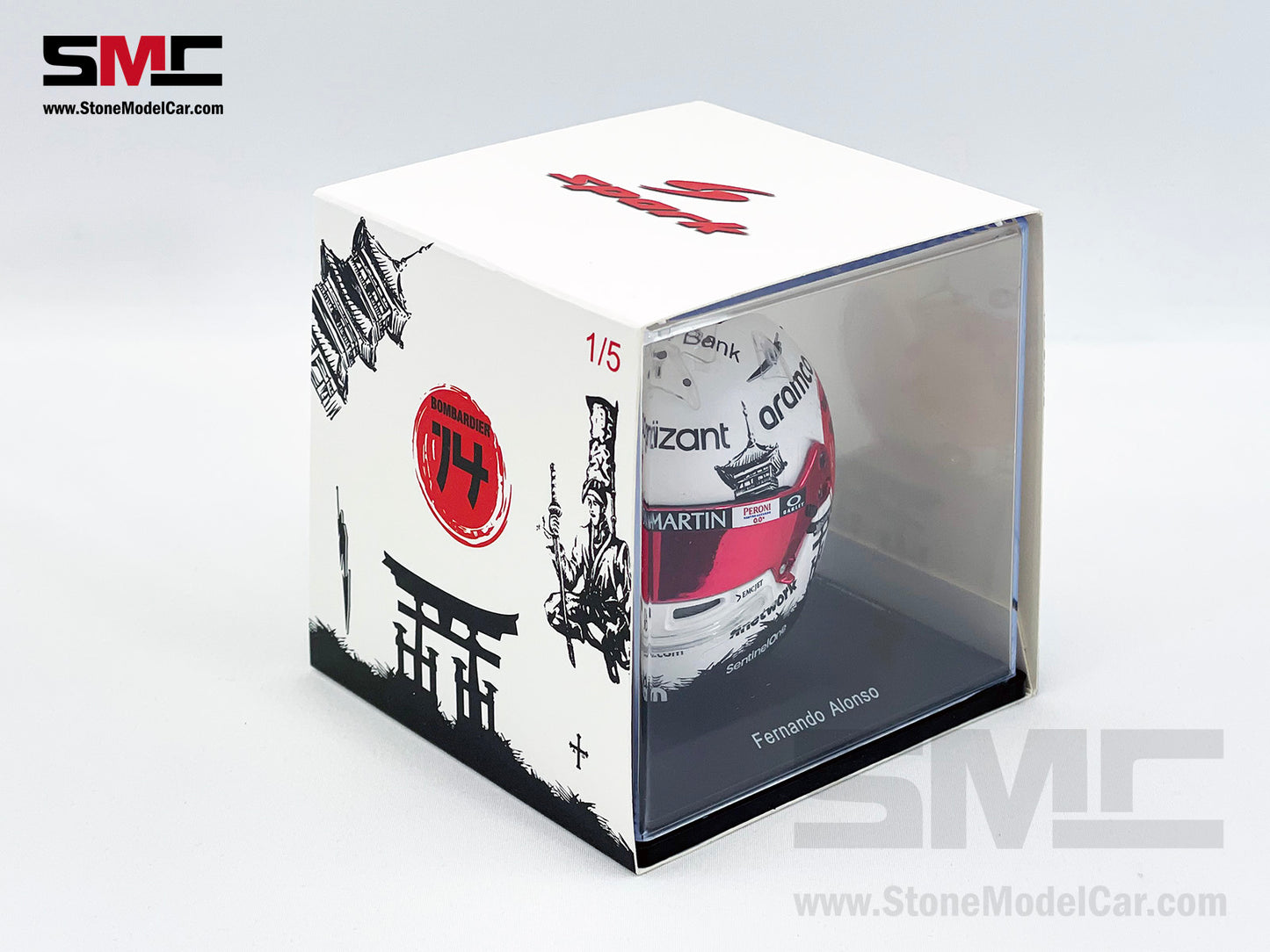 Aston Martin F1 AMR23 #14 Fernando Alonso Japan GP 2023 Spark 1:5 Miniature Helmet Model