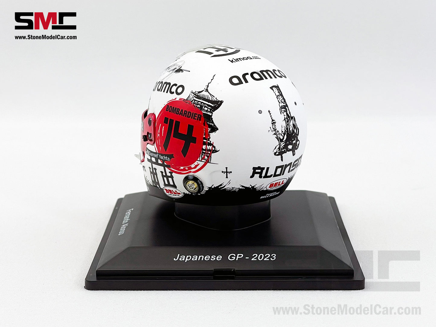 Aston Martin F1 AMR23 #14 Fernando Alonso Japan GP 2023 Spark 1:5 Miniature Helmet Model