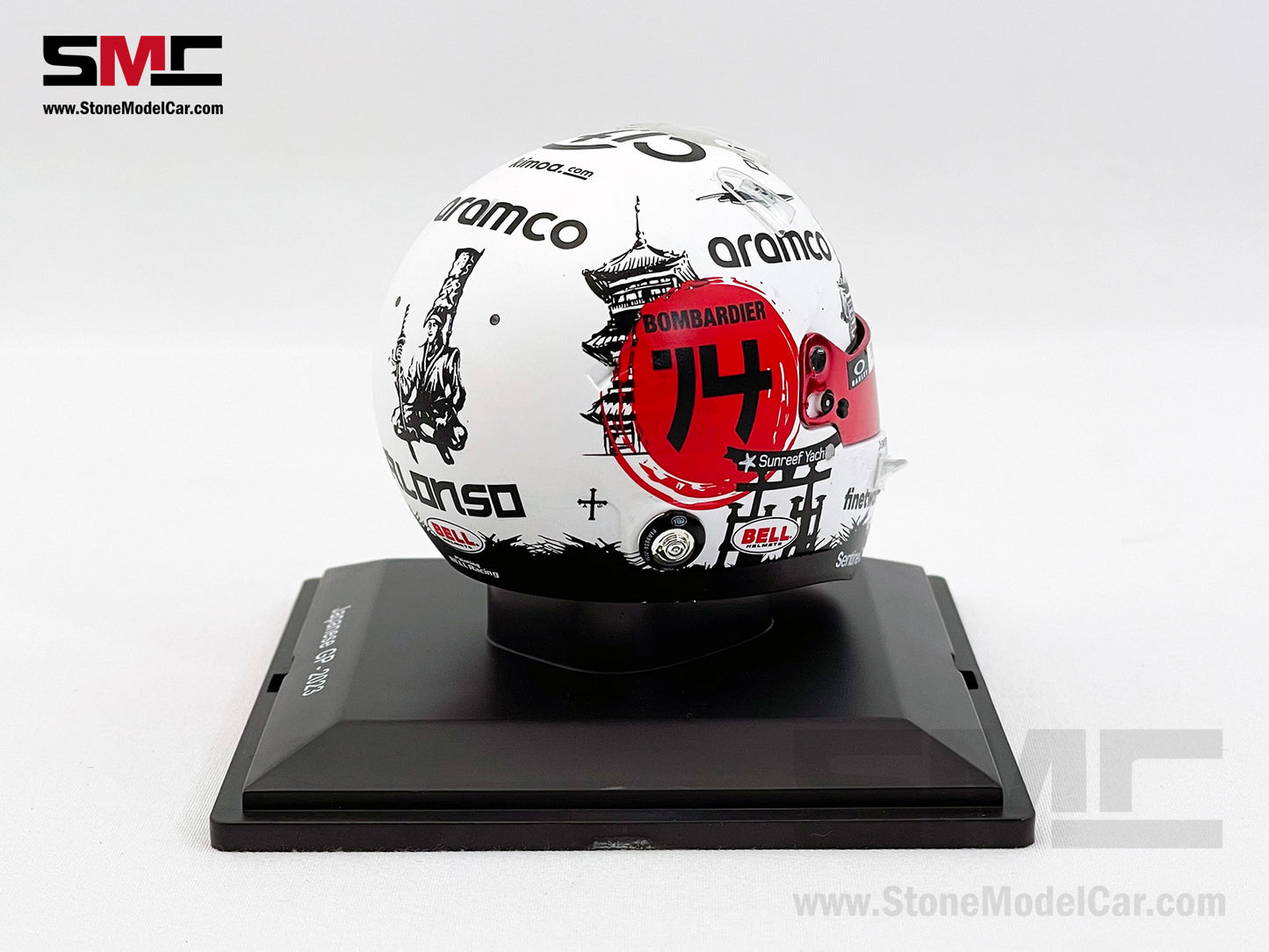 Aston Martin F1 AMR23 #14 Fernando Alonso Japan GP 2023 Spark 1:5 Miniature Helmet Model