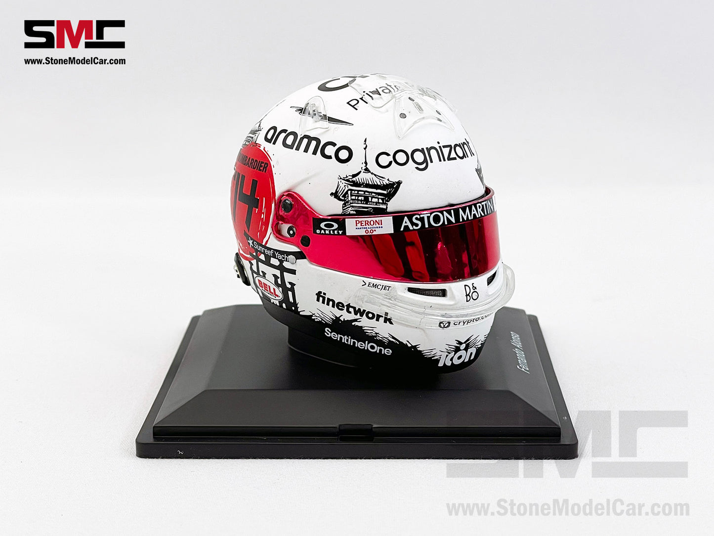 Aston Martin F1 AMR23 #14 Fernando Alonso Japan GP 2023 Spark 1:5 Miniature Helmet Model