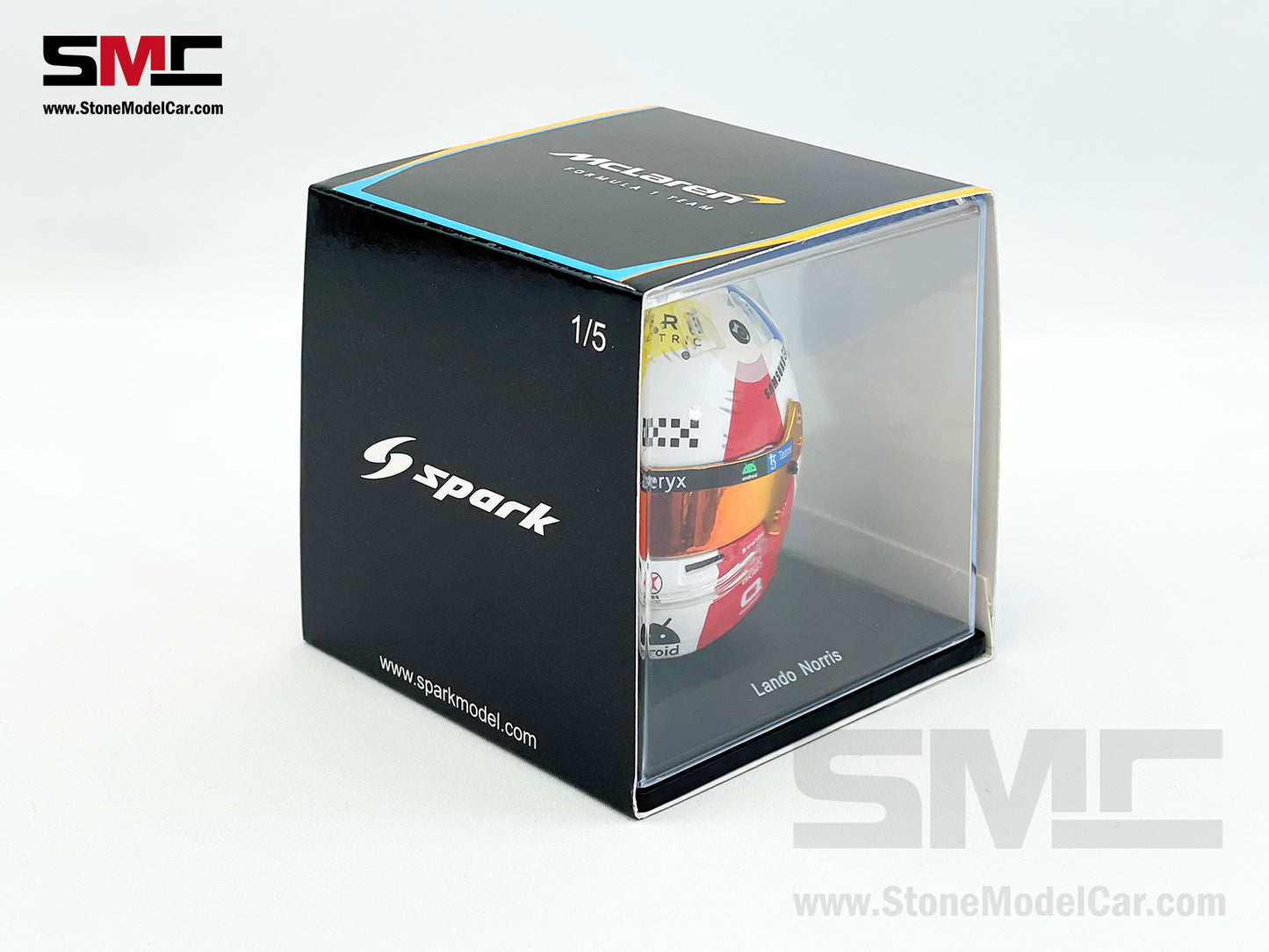 McLaren F1 MCL60 #4 Lando Norris Miami GP 2023 Spark 1:5 Miniature Helmet