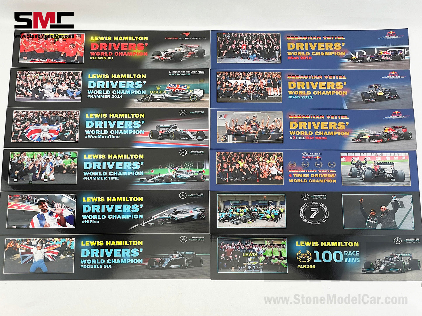 2008-2021 F1 World Champion Lewis Hamilton Sebastian Vettel 1:18 Photocard - $9.90/pcs