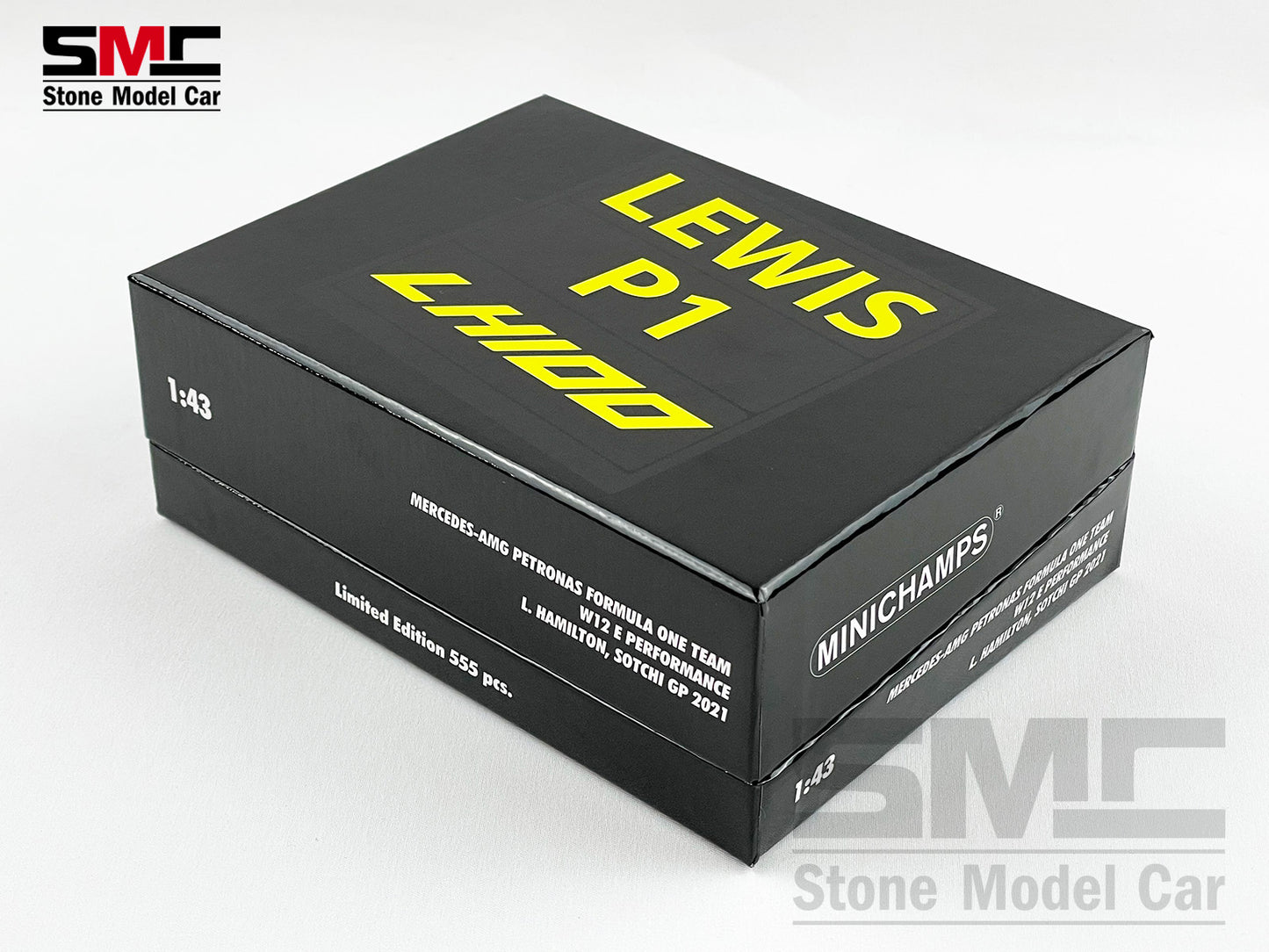 Mercedes F1 W12 Lewis Hamilton Russia 100th GP Win 2021 1:43 Minichamps Gift Box