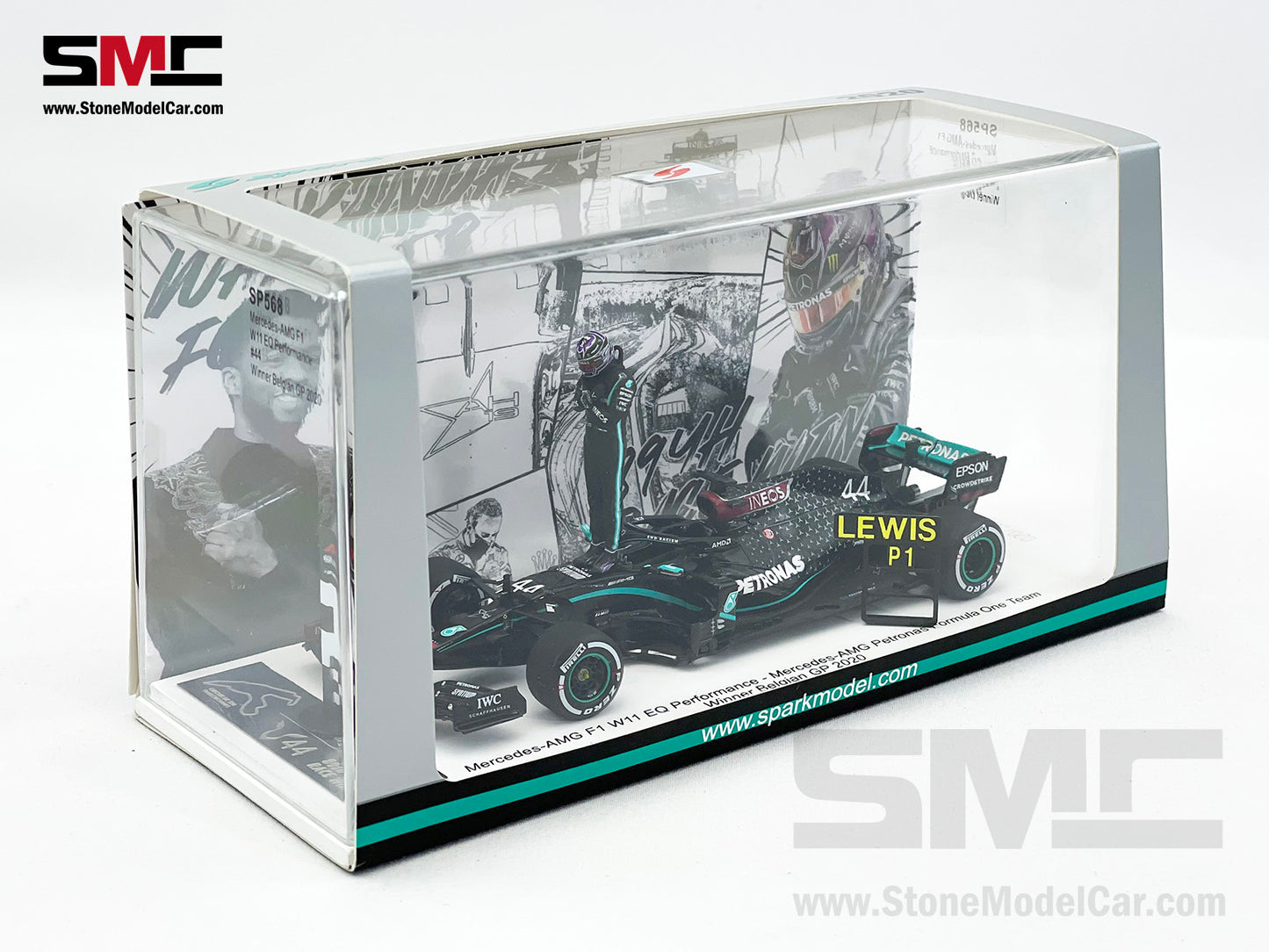 2020 7x World Champion Mercedes F1 W11 #44 Lewis Hamilton Belgium GP 1:43 Spark Special Figure Edition