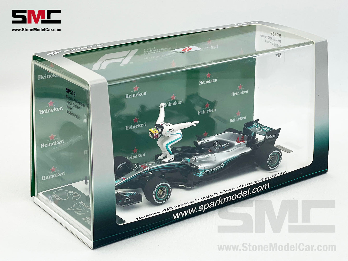 Mercedes AMG F1 W09 #44 Lewis Hamilton Brazil GP 2018 World Champion 1:43 Spark Figure Edition
