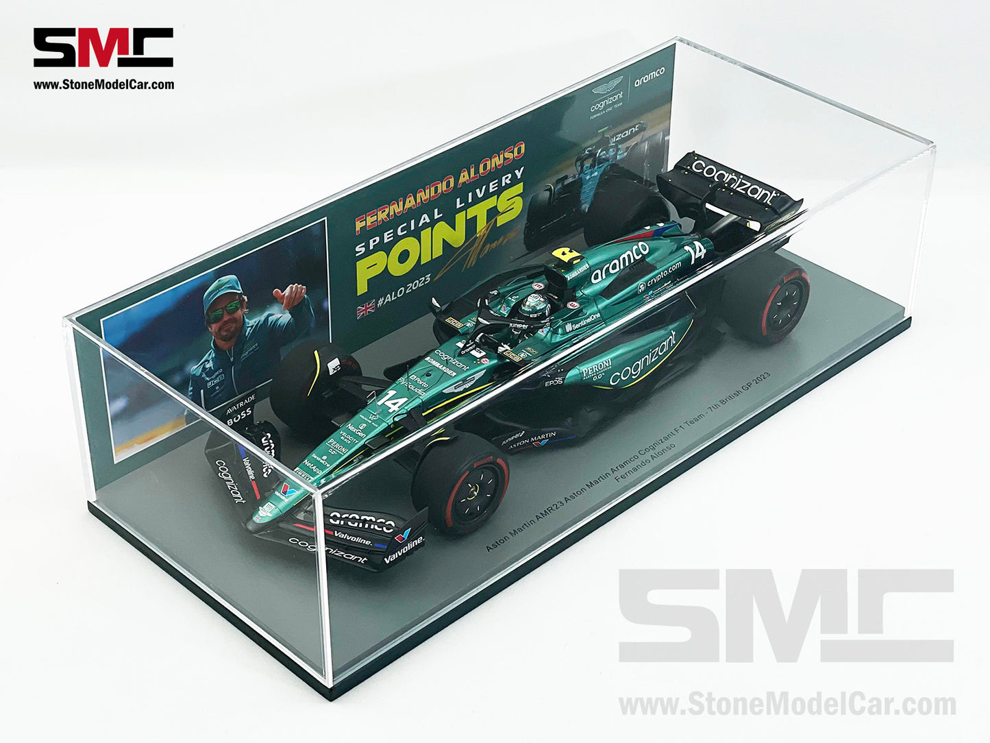 Aston Martin F1 AMR23 #14 Fernando Alonso 7th British GP 2023 Spark 1:18 18S954