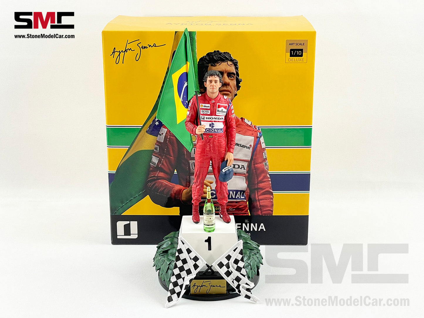 Mclaren F1 MP4/6 #1 Ayrton Senna Brazil GP 1991 World Champion Iron Studios 1:10 Figure with Marlboro Decal