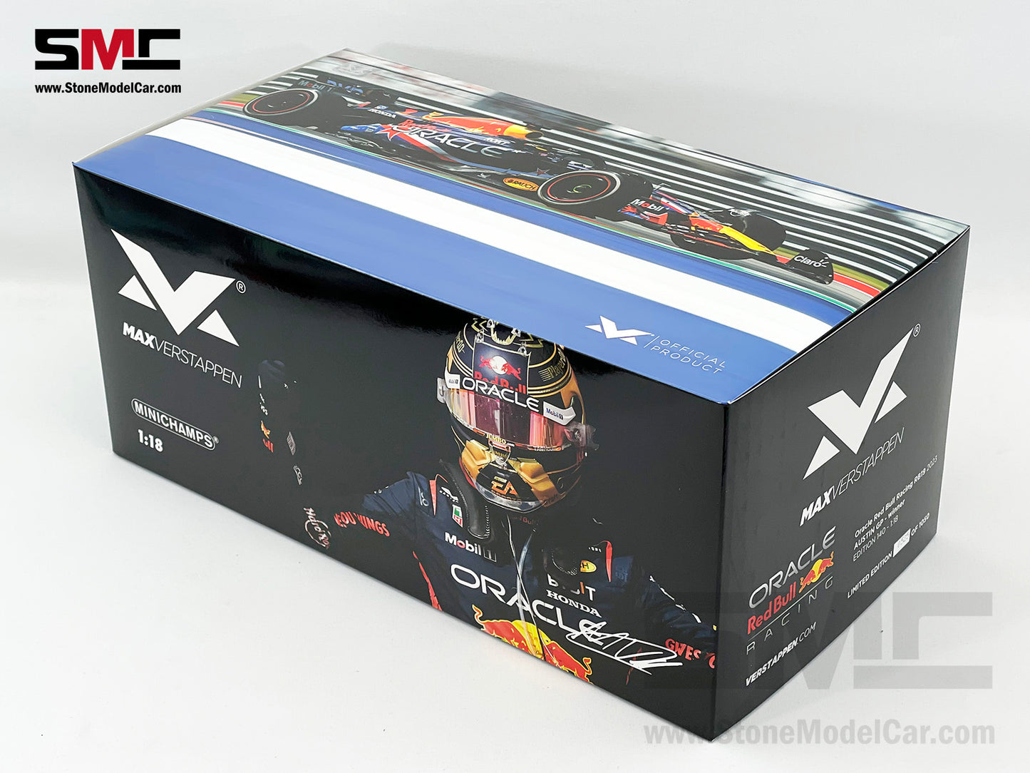 Red Bull F1 RB19 #1 Max Verstappen Winner US Austin GP 2023 World Champion 1:18 MINICHAMPS