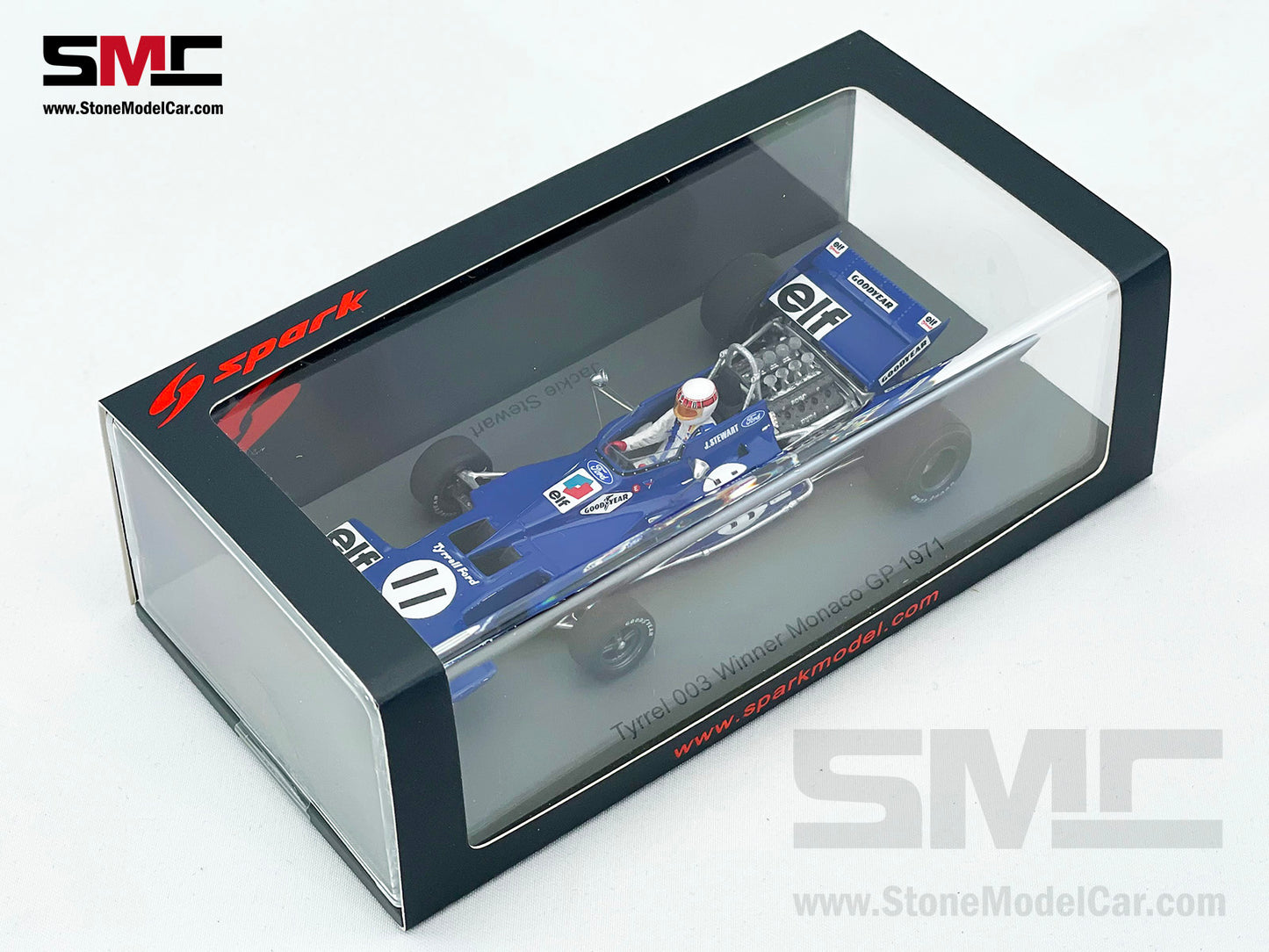 Tyrrell 003 F1 #11 Jackie Stewart Monaco GP 1971 Winner 1:43 Spark S7213