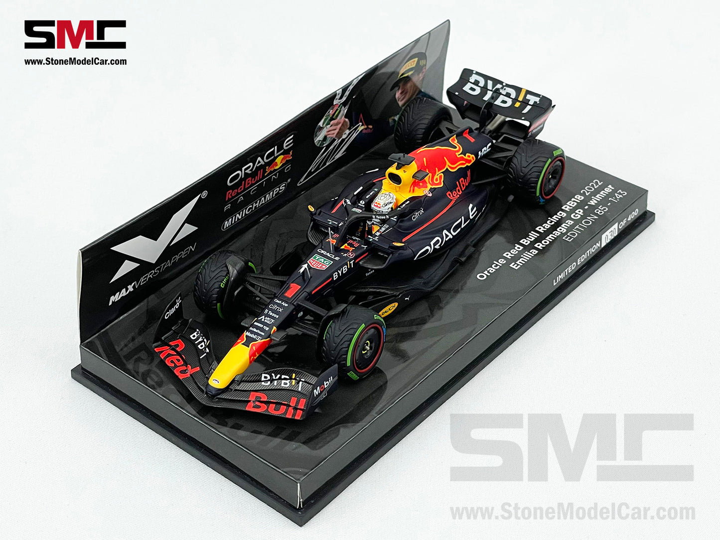 2022 F1 World Champion #1 Max Verstappen Red Bull RB18 Emilia Romagna GP 1:43 MINICHAMPS