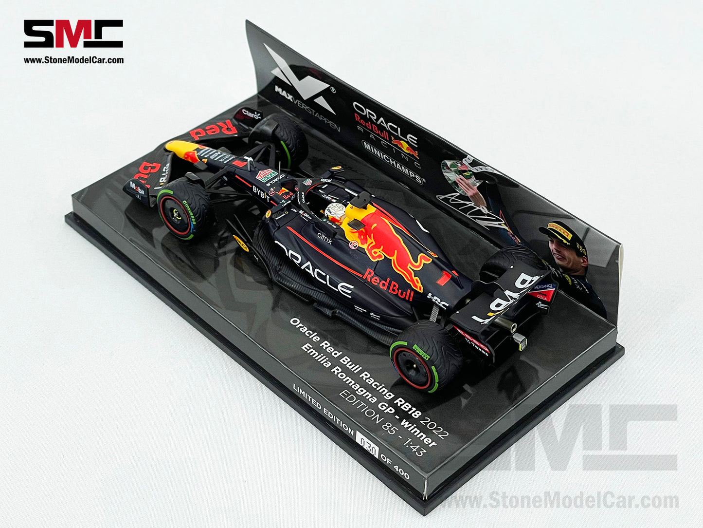 2022 F1 World Champion #1 Max Verstappen Red Bull RB18 Emilia Romagna GP 1:43 MINICHAMPS