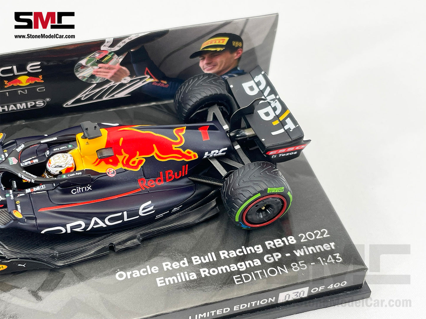 2022 F1 World Champion #1 Max Verstappen Red Bull RB18 Emilia Romagna GP 1:43 MINICHAMPS