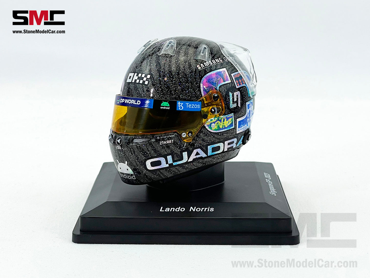 McLaren F1 MCL60 #4 Lando Norris Singapore GP 2023 Spark 1:5 Miniature Helmet 5HSP108