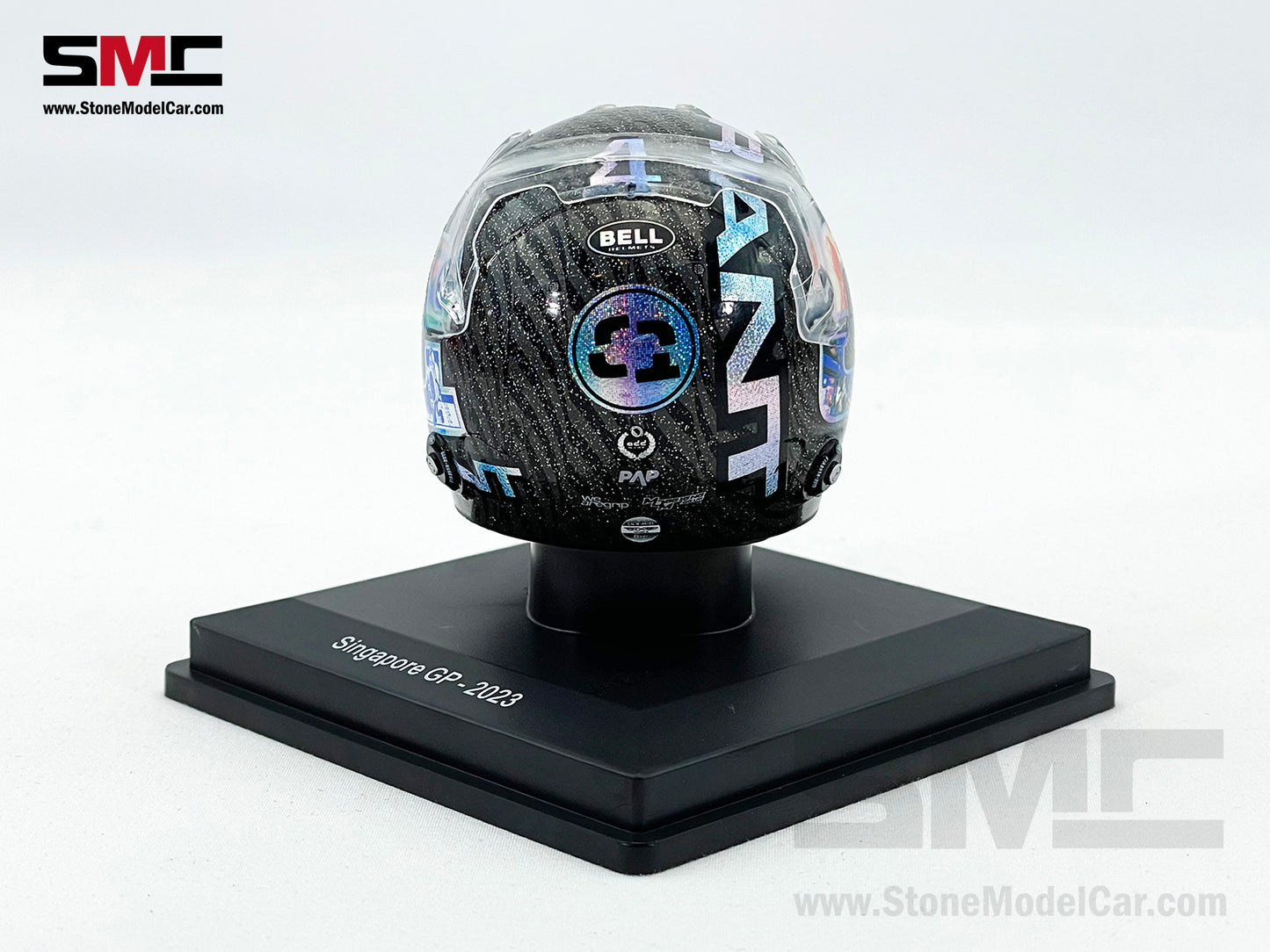 McLaren F1 MCL60 #4 Lando Norris Singapore GP 2023 Spark 1:5 Miniature Helmet 5HSP108