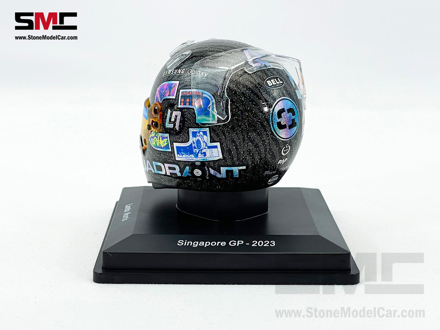 McLaren F1 MCL60 #4 Lando Norris Singapore GP 2023 Spark 1:5 Miniature Helmet 5HSP108