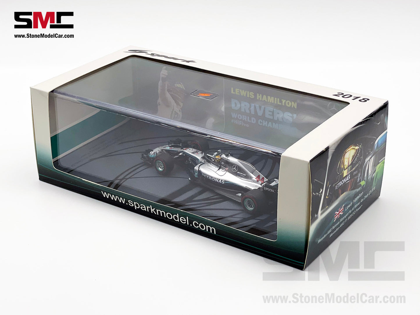 2018 5x World Champion Mercedes F1 W09 #44 Lewis Hamilton Abu Dhabi GP 1:43 Spark
