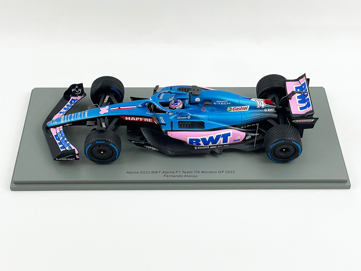 2022 Alpine Renault BWT F1 A522 #14 Fernando Alonso Monaco GP 1:18 Spark 18S750