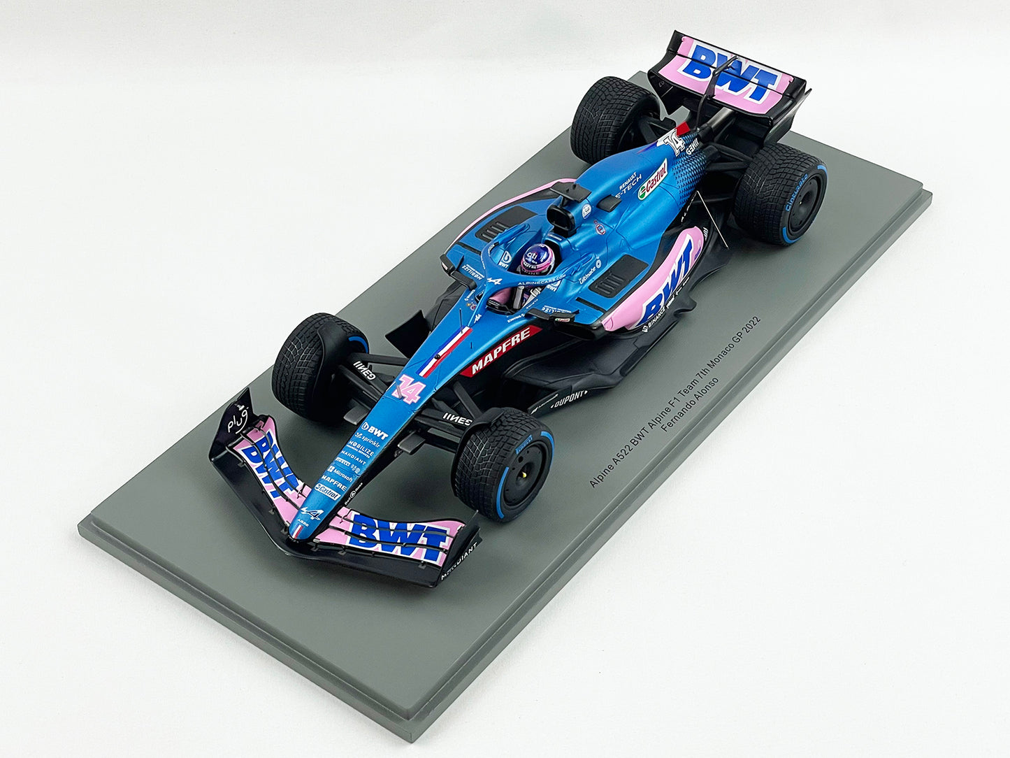2022 Alpine Renault BWT F1 A522 #14 Fernando Alonso Monaco GP 1:18 Spark 18S750