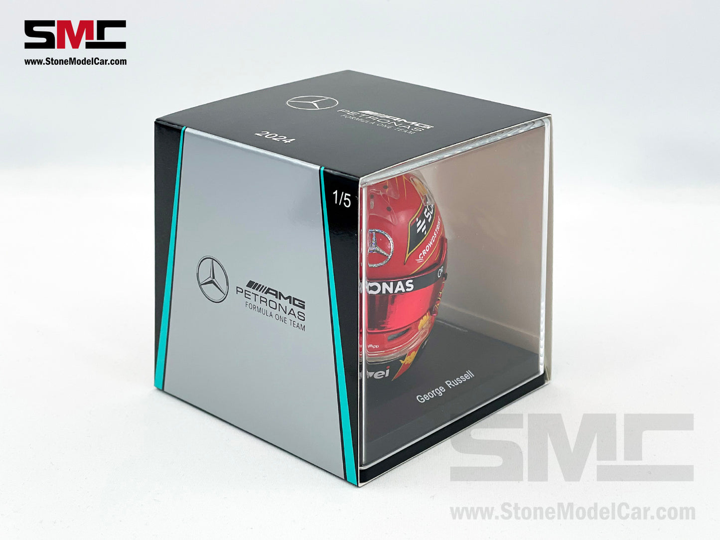 Mercedes F1 W15 #63 George Russell Chinese GP 2024 Spark 1:5 Miniature Special Helmet