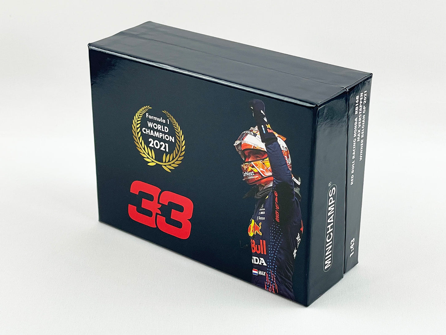 2021 F1 World Champion #33 Max Verstappen Red Bull RB16B Belgian SPA 1:43 MINICHAMPS Gift Box