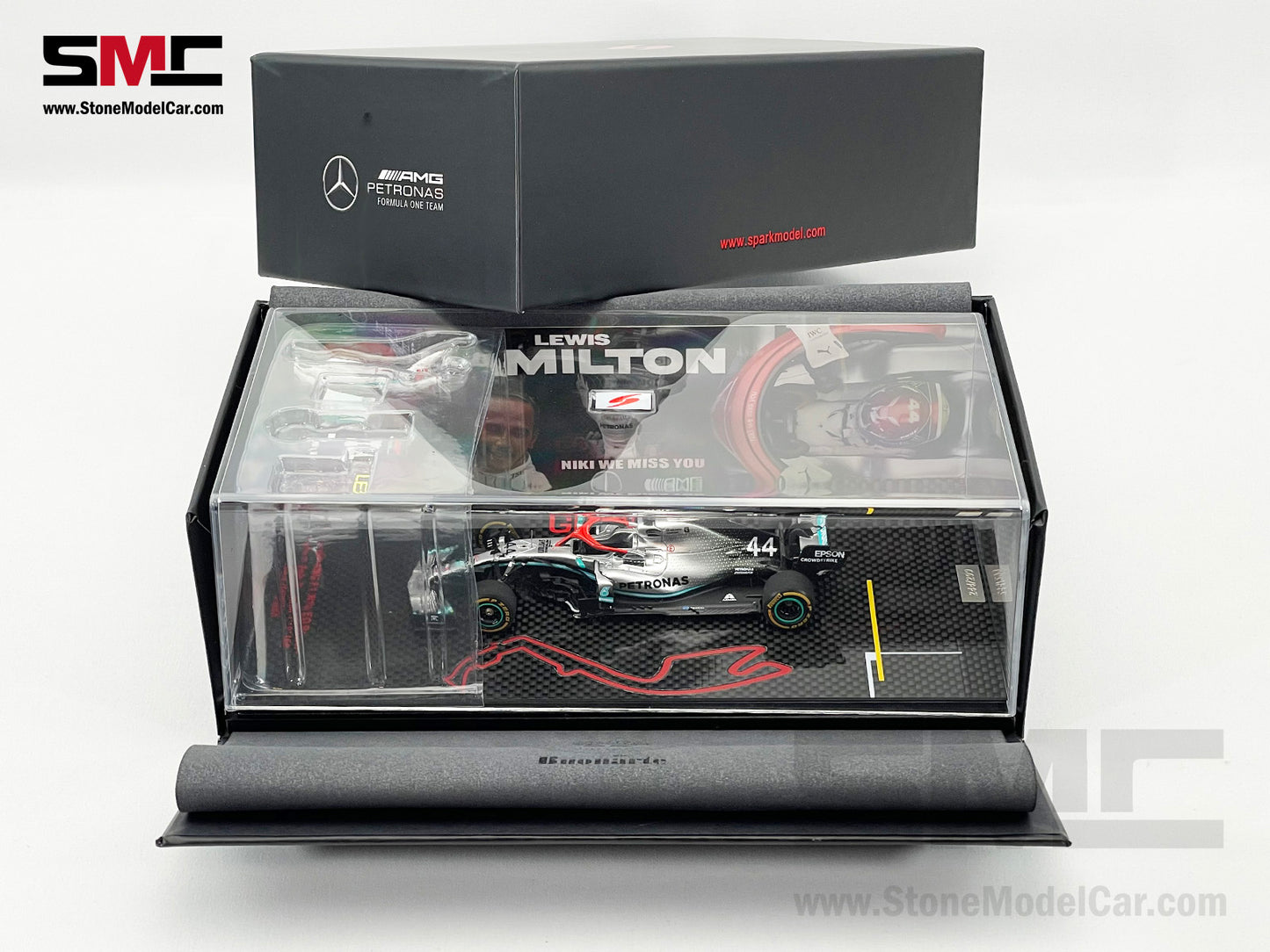 Mercedes AMG F1 W10 #44 Lewis Hamilton Monaco GP 2019 World Champion 1:43 Spark Figure Edition
