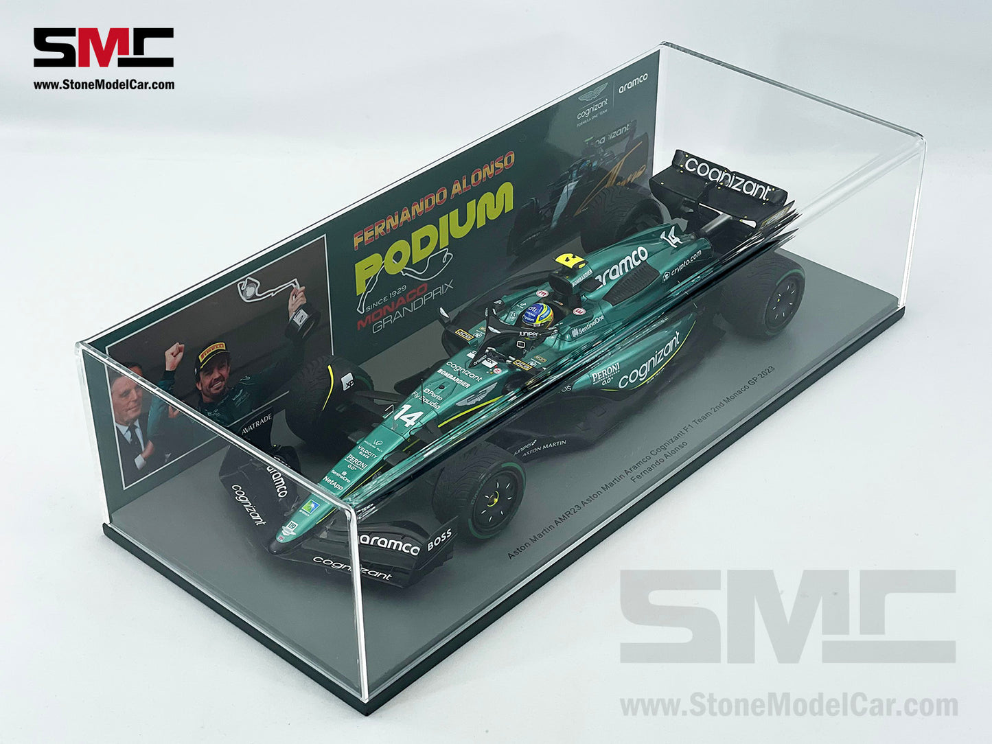 Aston Martin F1 AMR23 #14 Fernando Alonso 2nd Monaco GP 2023 Spark 1:18 18S900