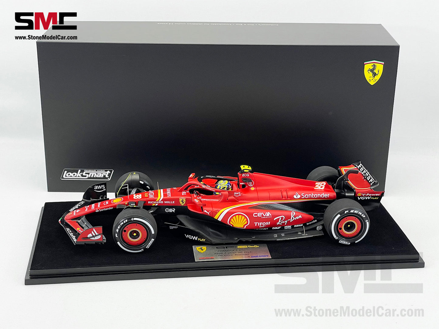 Ferrari F1 SF-24 #38 Oliver Bearman Saudi Arabia GP 2024 1st Career Point Looksmart 1:18 LS18F1058