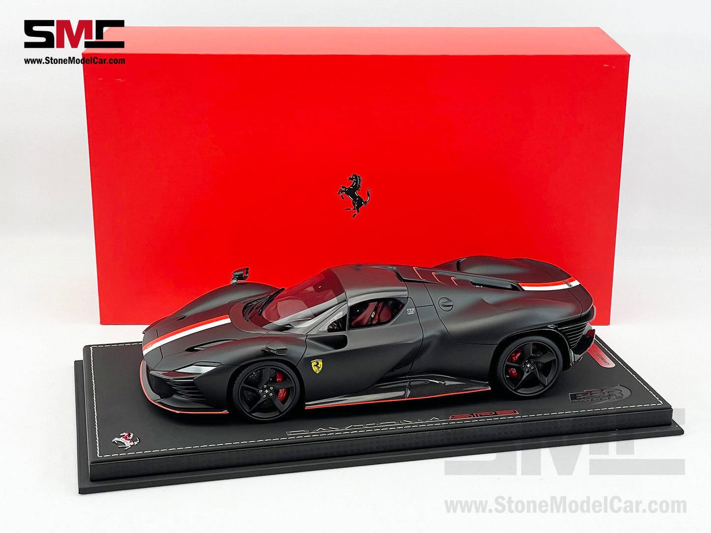 BBR Ferrari Daytona SP3 Serie Icona 2024 Matt Black F1 #16 Charles Leclerc 1:18 Limited 216 pcs