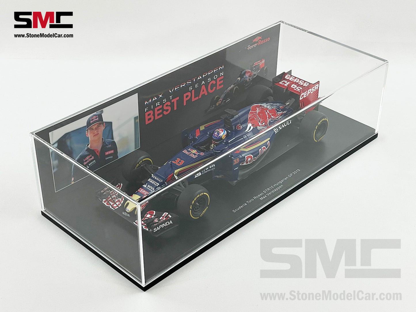 1:18 Spark Toro Rosso F1 STR10 #33 Max Verstappen Hungary GP Best Place in 2015