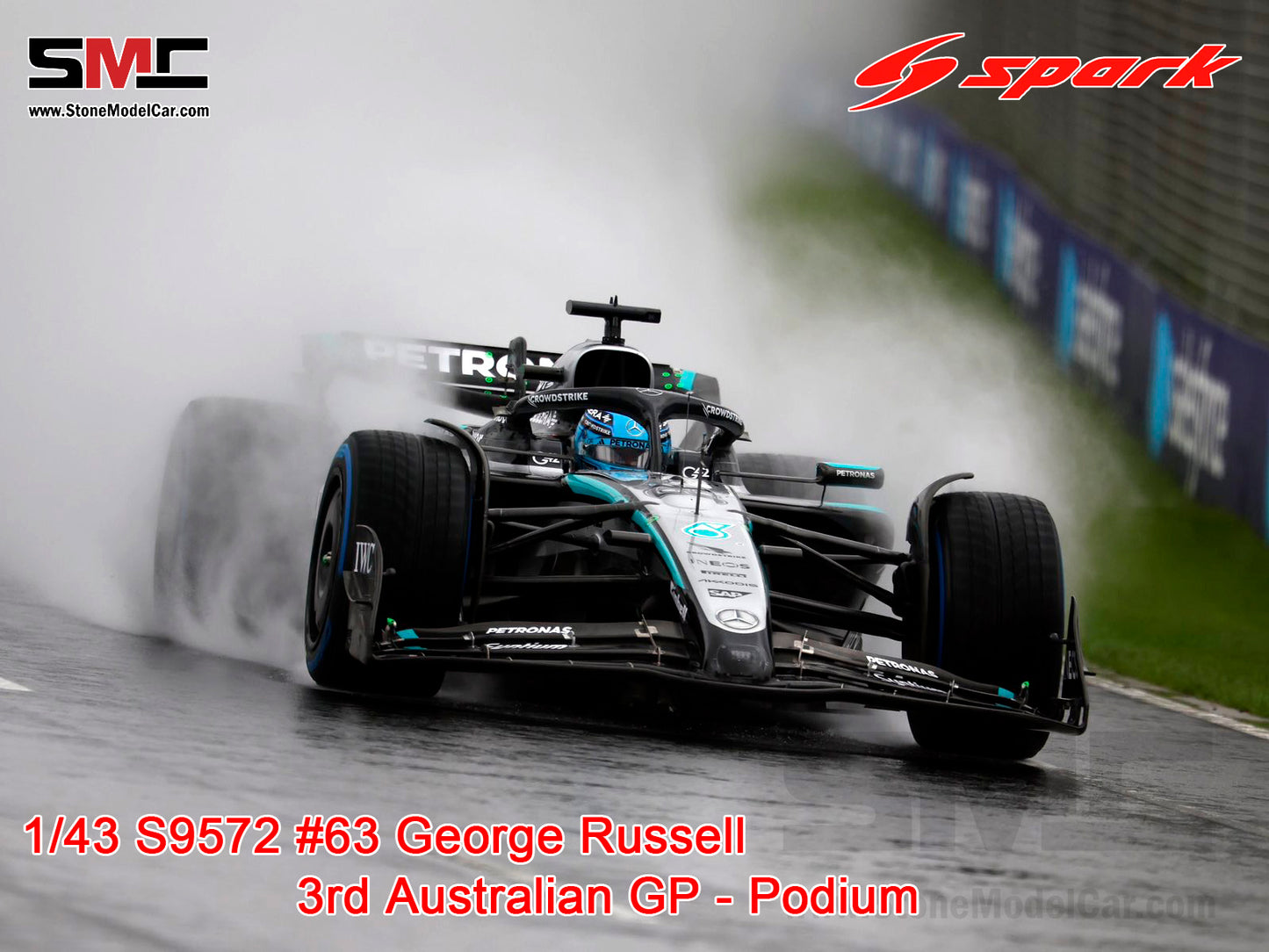 Mercedes F1 W16 #63 George Russell Australian GP 2025 3rd Spark 1:43 S9572