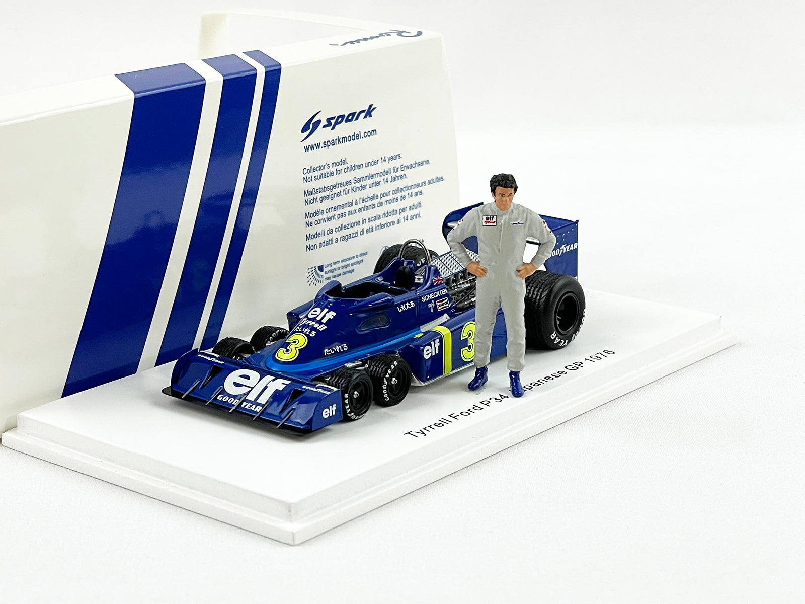 Tyrrell F1 P34 #3 Jody Scheckter Japan GP 1976 1:43 Spark 6 Wheels with  Figure