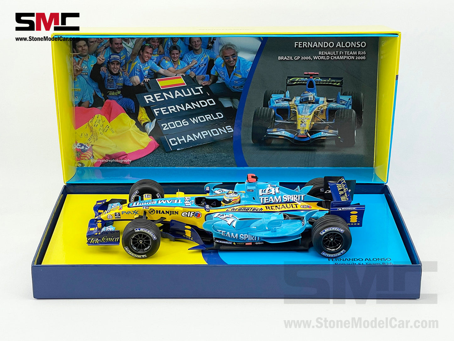 Renault F1 R26 #1 Fernando Alonso Brazil GP 2006 2x Times World Champion 1:18 MINICHAMPS Resin Edition Gift Box