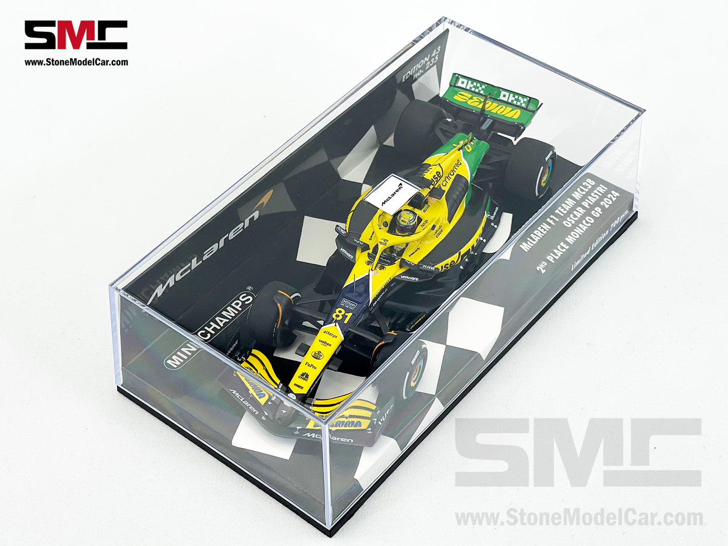 McLaren F1 MCL38 #81 Oscar Piastri 2nd Monaco GP 2024 Special Livery 1:43 MINICHAMPS