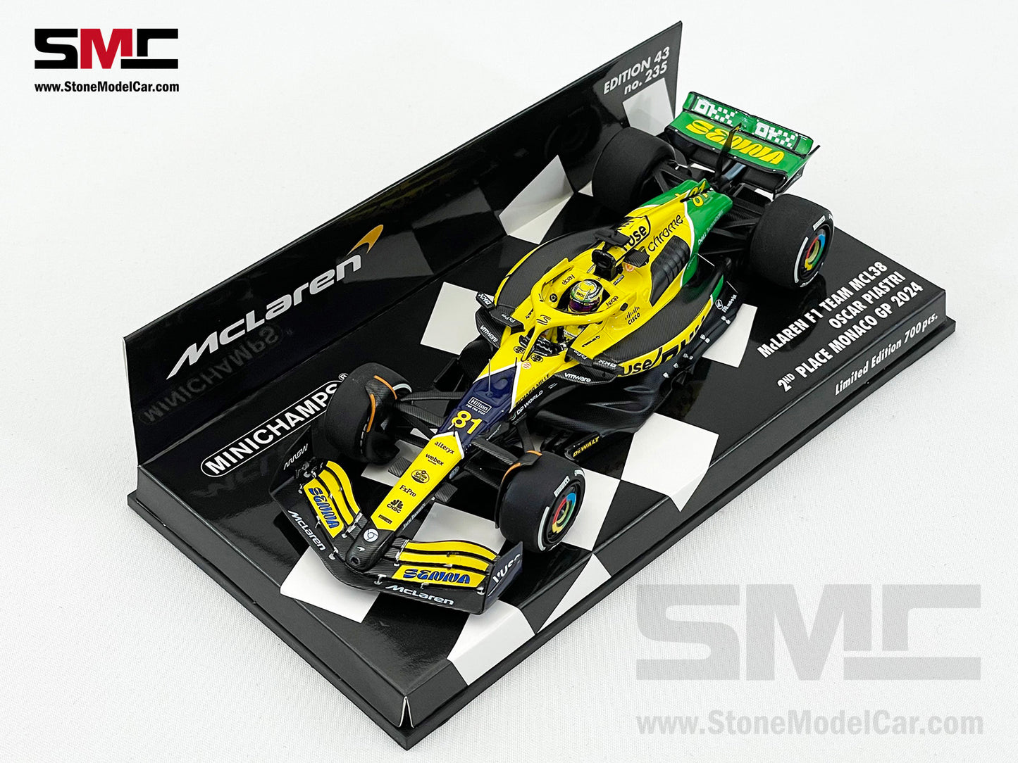 McLaren F1 MCL38 #81 Oscar Piastri 2nd Monaco GP 2024 Special Livery 1:43 MINICHAMPS