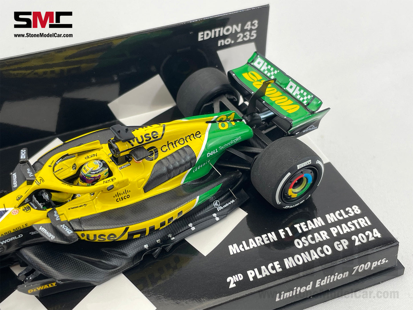McLaren F1 MCL38 #81 Oscar Piastri 2nd Monaco GP 2024 Special Livery 1:43 MINICHAMPS