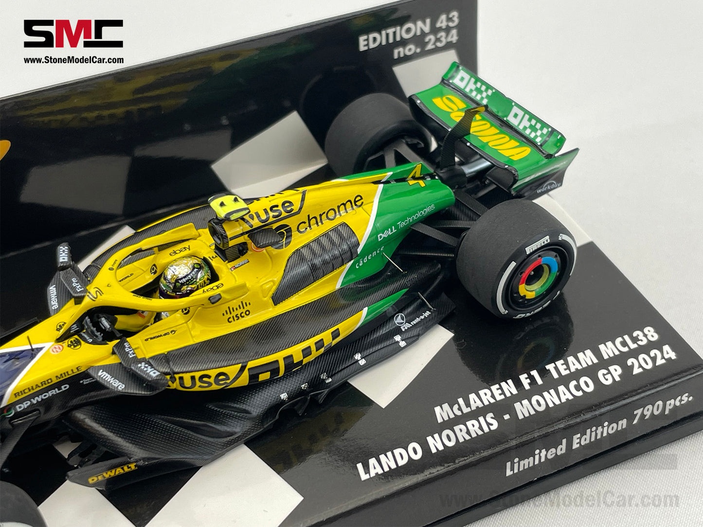 McLaren F1 MCL38 #4 Lando Norris 4th Monaco GP 2024 Special Livery 1:43 MINICHAMPS