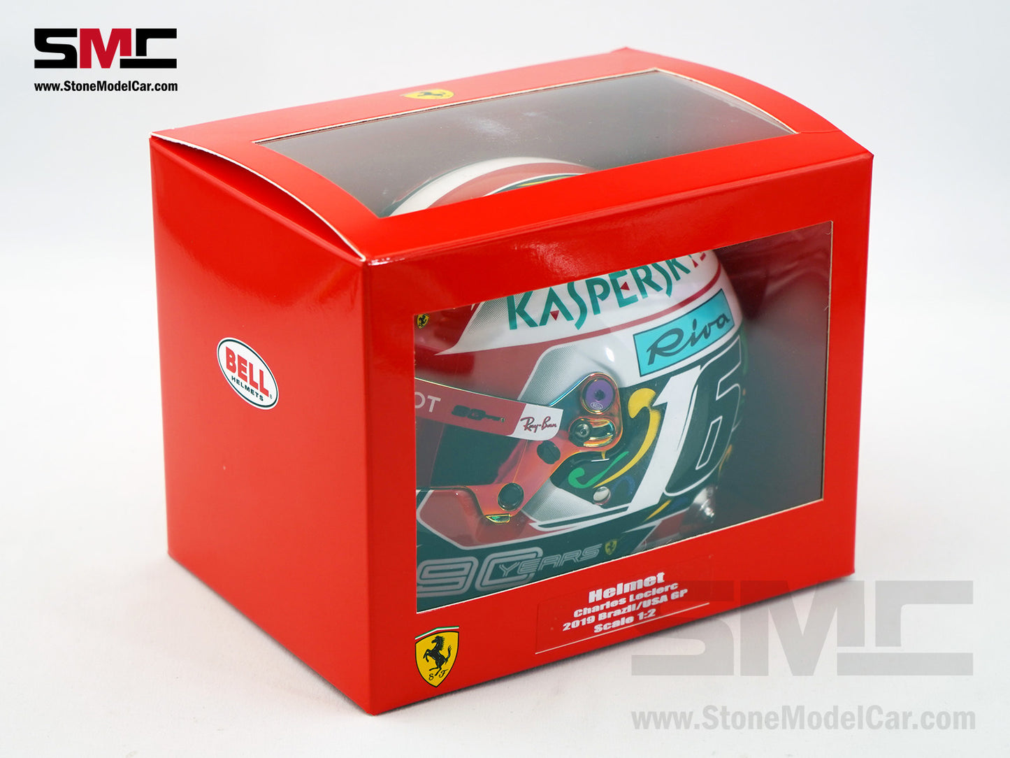 Ferrari F1 SF90 #16 Charles Leclerc USA Austin, Brail GP 2019 BELL 1:2 Miniature Helmet