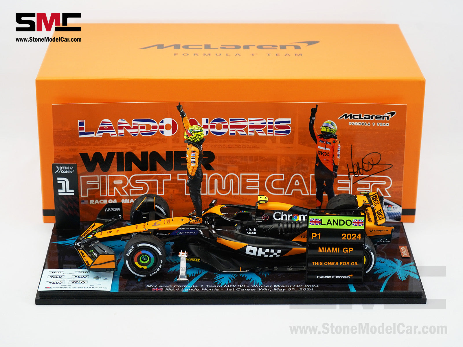 McLaren F1 MCL38 #4 Lando Norris Miami GP 2024 1st Career Win 1:18