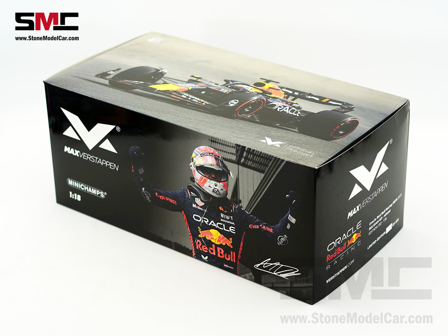 Red Bull F1 RB19 #1 Max Verstappen Winner Belgian GP 2023 World Champion 1:18 MINICHAMPS MV Edition 130