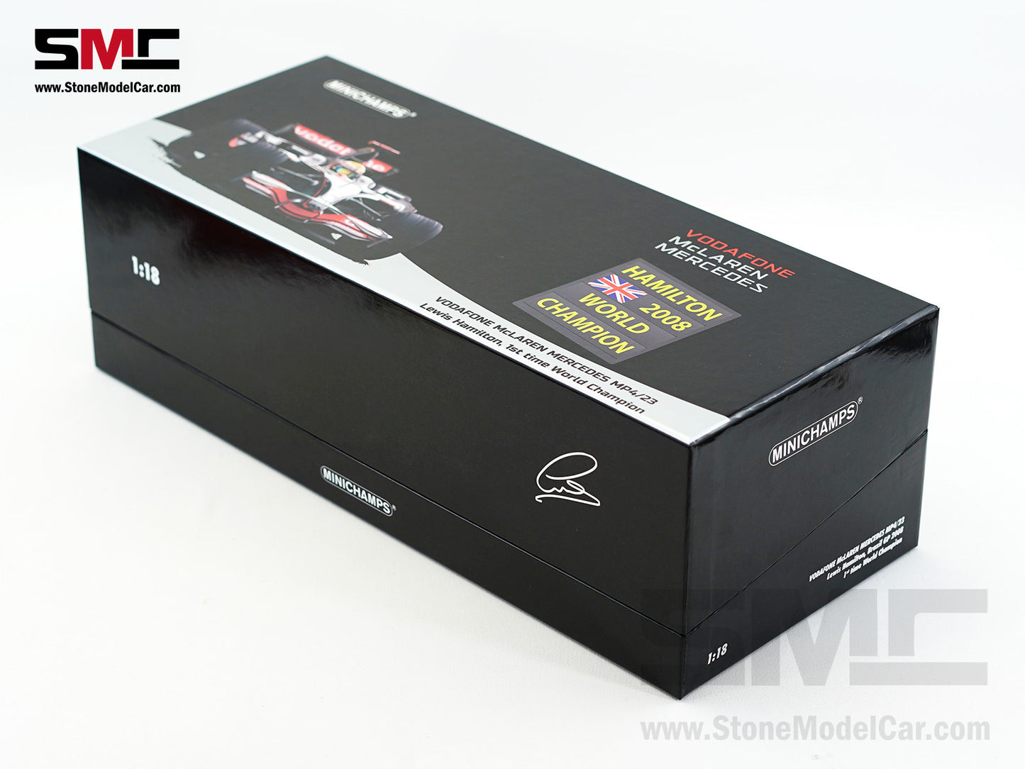 Mclaren Mercedes F1 MP4/23 #22 Lewis Hamilton Brazil GP 2008 World Champion 1:18 MINICHAMPS Gift Box